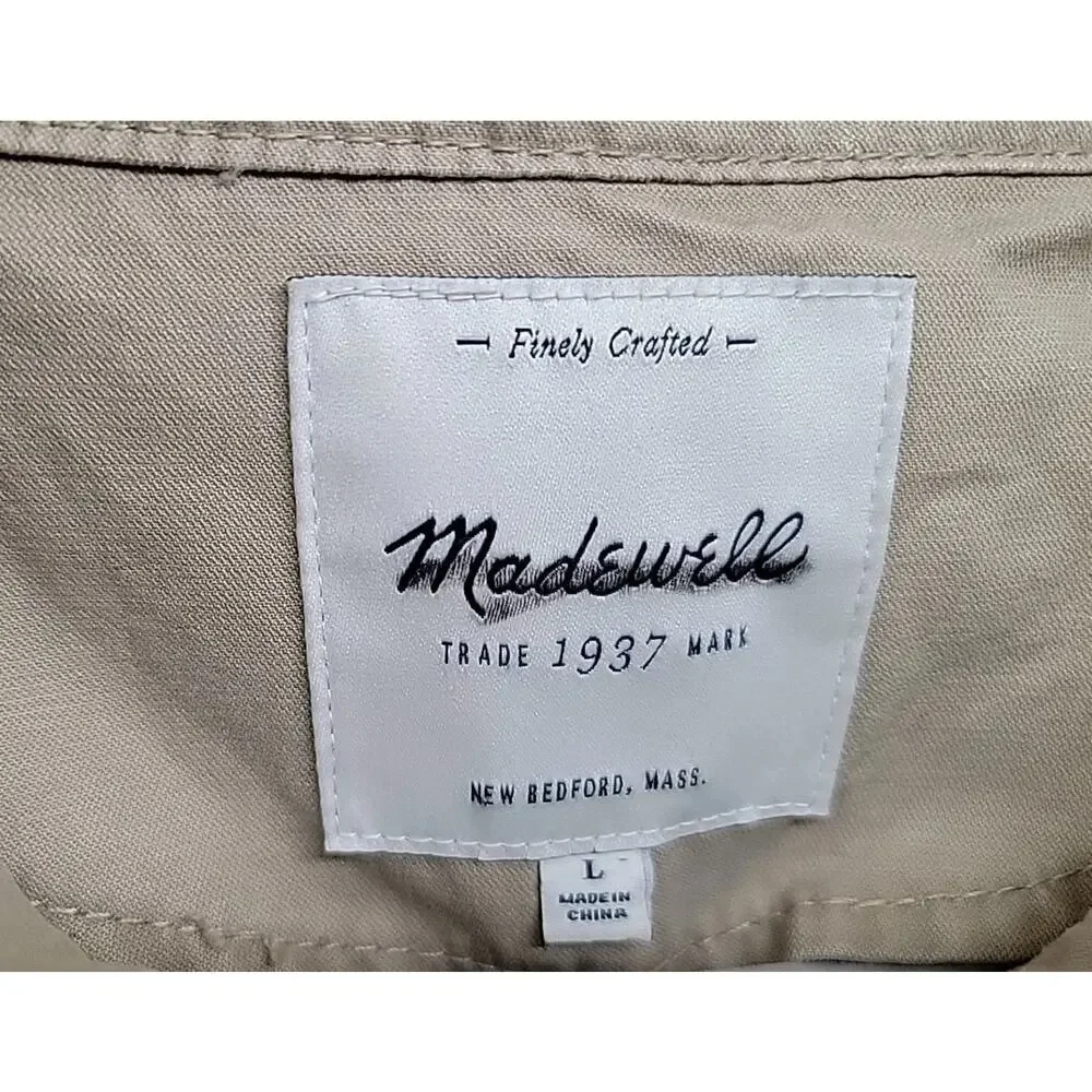 MADEWELL‎ Fleet Utility Jacket Khaki Women's Size Large Neutral Chore Full Zip
